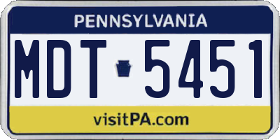 PA license plate MDT5451