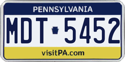 PA license plate MDT5452