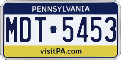 PA license plate MDT5453