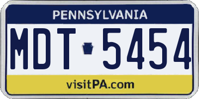 PA license plate MDT5454