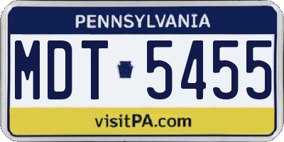 PA license plate MDT5455