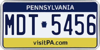 PA license plate MDT5456