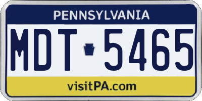 PA license plate MDT5465
