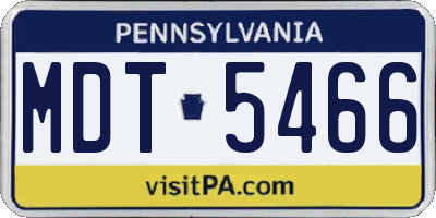 PA license plate MDT5466