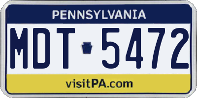 PA license plate MDT5472