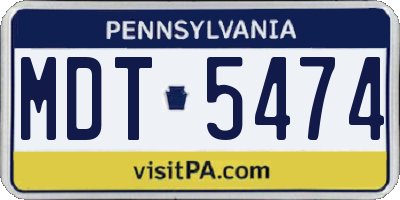 PA license plate MDT5474