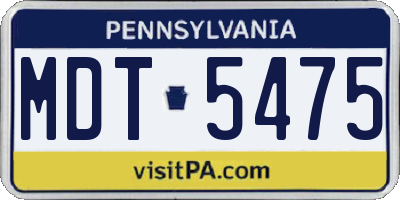 PA license plate MDT5475
