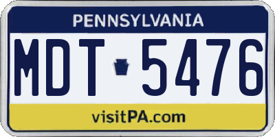 PA license plate MDT5476