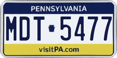 PA license plate MDT5477