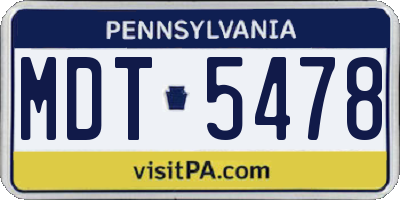 PA license plate MDT5478