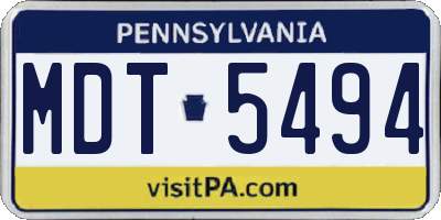 PA license plate MDT5494