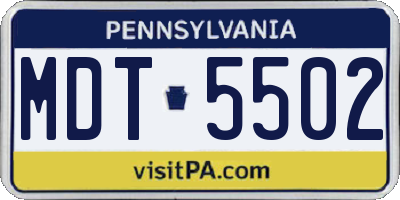 PA license plate MDT5502