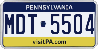 PA license plate MDT5504