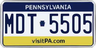PA license plate MDT5505