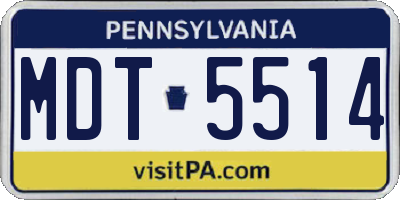 PA license plate MDT5514