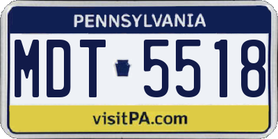 PA license plate MDT5518