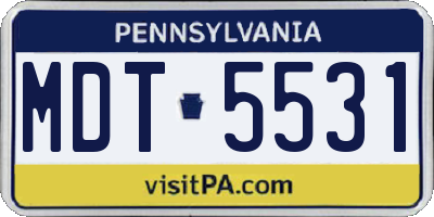 PA license plate MDT5531