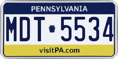 PA license plate MDT5534