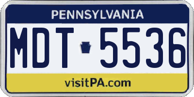 PA license plate MDT5536