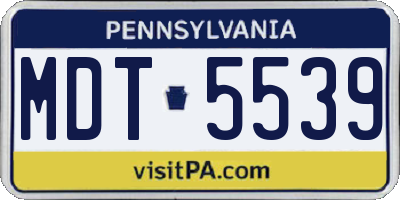 PA license plate MDT5539