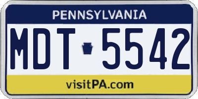 PA license plate MDT5542