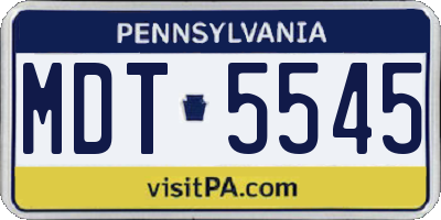 PA license plate MDT5545