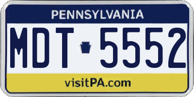 PA license plate MDT5552