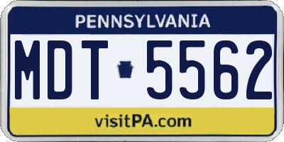 PA license plate MDT5562