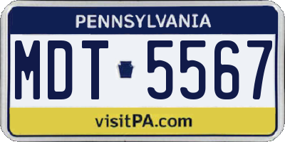 PA license plate MDT5567