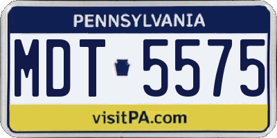 PA license plate MDT5575