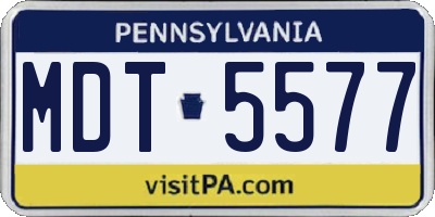 PA license plate MDT5577