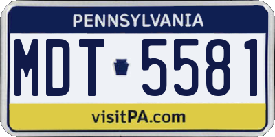 PA license plate MDT5581