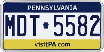 PA license plate MDT5582