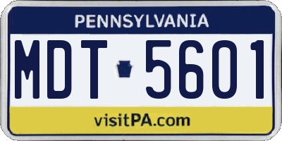 PA license plate MDT5601