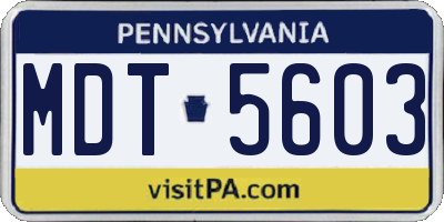 PA license plate MDT5603