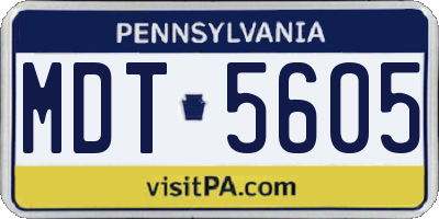 PA license plate MDT5605