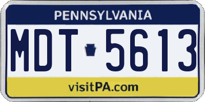 PA license plate MDT5613