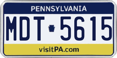 PA license plate MDT5615