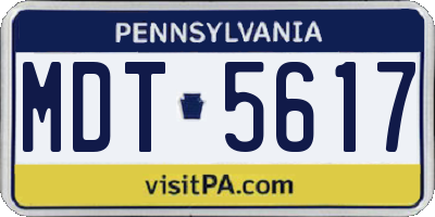 PA license plate MDT5617