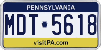 PA license plate MDT5618