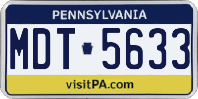 PA license plate MDT5633