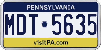 PA license plate MDT5635