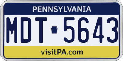 PA license plate MDT5643