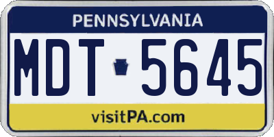 PA license plate MDT5645