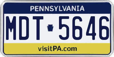 PA license plate MDT5646