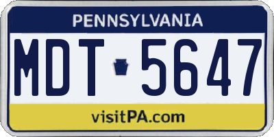 PA license plate MDT5647
