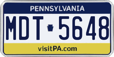 PA license plate MDT5648
