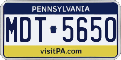 PA license plate MDT5650