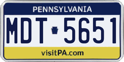 PA license plate MDT5651