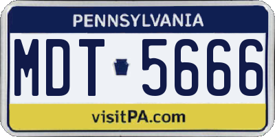 PA license plate MDT5666